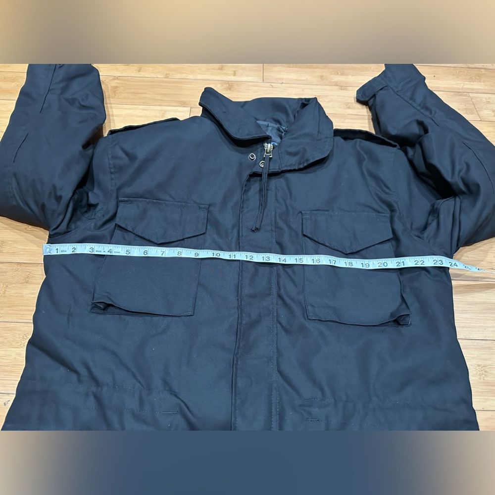 Brandit M-65 Standard Tactical Military Winter Parka Men’s Size L Black Hooded - Picture 10 of 13